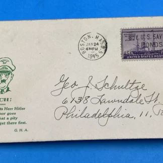 1945 Boston WW2 G.H.A. Himmler/Hitler cachet, 3c Steamship Savannah; letter incl