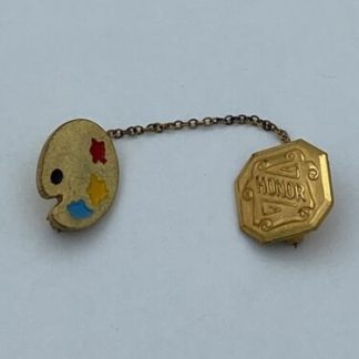 Vintage Collectible Pin: HONOR Beautiful Gold Tone & Painters Palette
