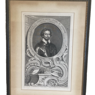 1740 Engraving Thomas Wentworth Earl of Strafford by Houbraken after Van Dyck