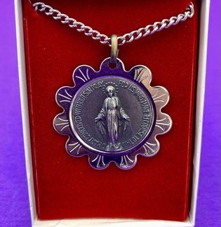 Vintage Virgin Mary Pendant Necklace, Silver-Toned Italy, Christianity, Religion