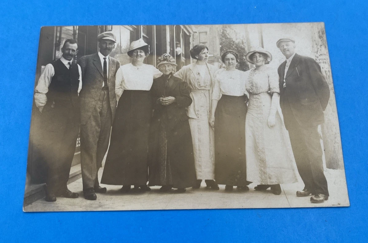 RPPC 1910s Street Group Photo, 'POST NO BILLS' New York Edison Utility Pole, NYC