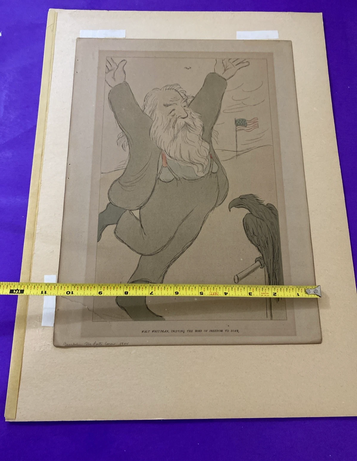 1904 Max Beerbohm Poets' Corner Lithographs Walt Whitman Dante Pair Literary Art - Image 8