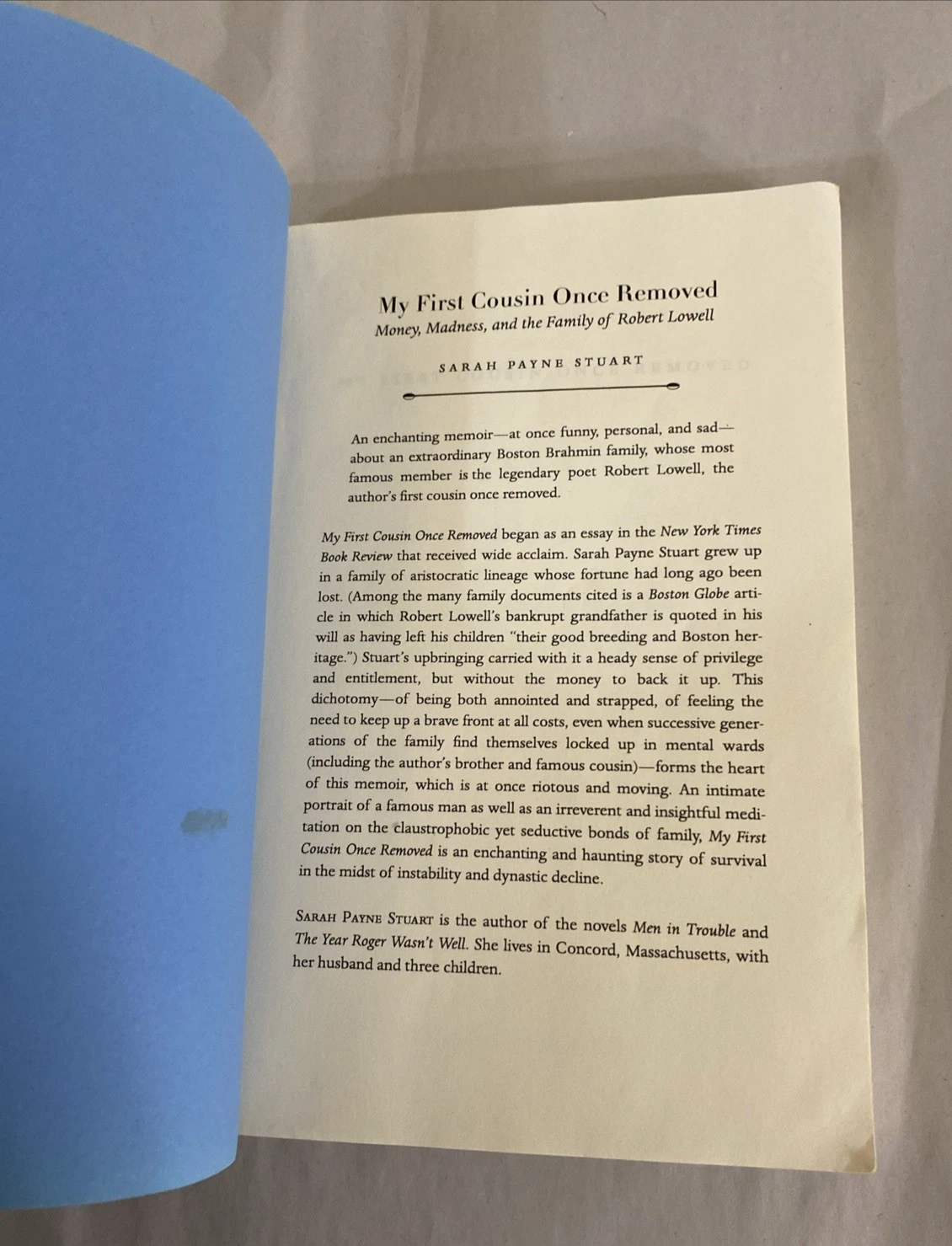 Uncorrected Proof ARC My First Cousin Once Removed Sarah Payne Stuart 1998 1stEd - Image 5