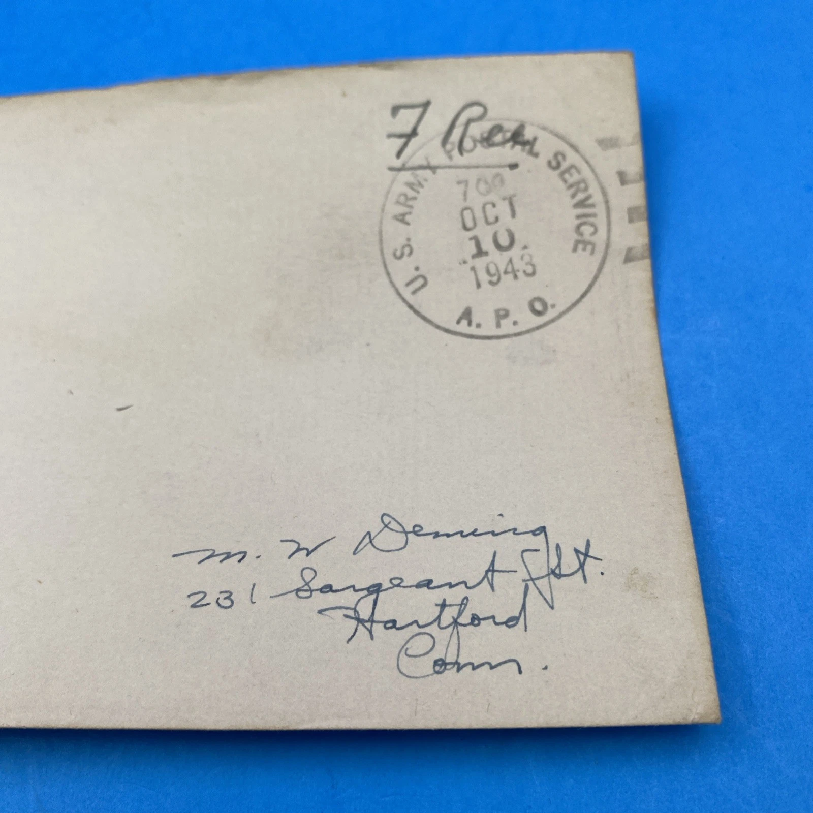 1943 APO 709 Guadalcanal WWII US Censored Cover, Embossed Victory Cachet, 7¢ Due - Image 3