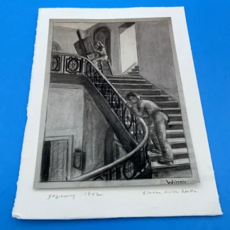 Edward A. Wilson 1942 Stairway original lithograph, plate-signed Wilson N.A