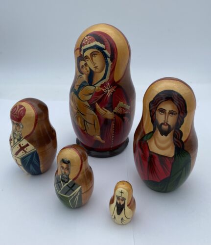 Vintage Russian Matryoshka Nesting Dolls, Jesus, Mary, Christmas, Christianity - Image 5
