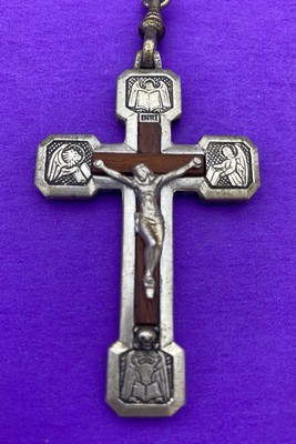 Via Crucis Crucifix Pendant, Wood Inlay Silver Tone, ITALY, Christianity, Jesus - Image 2