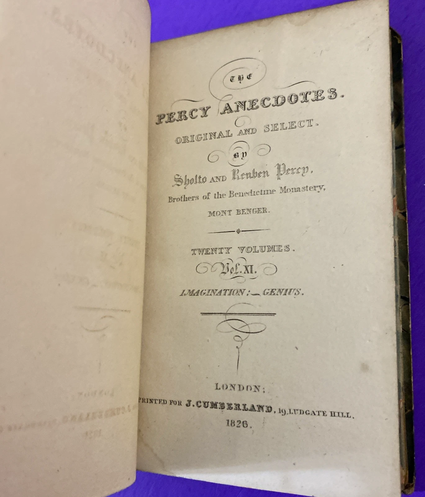 1826 Percy Anecdotes Vol XI Imagination Genius Scott Southey Leather Book Early - Image 6