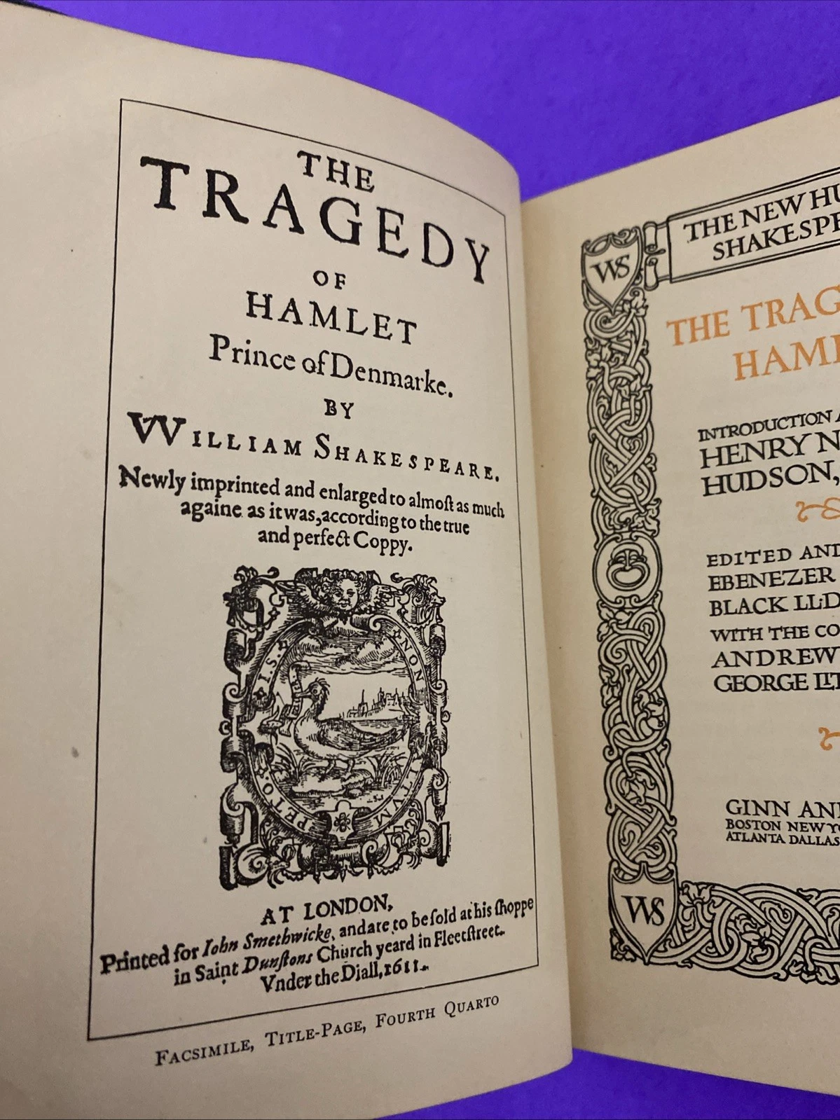 1909 New Hudson Shakespeare Hamlet Ginn & Co Quarto Facsimiles Annotated Vintage - Image 4