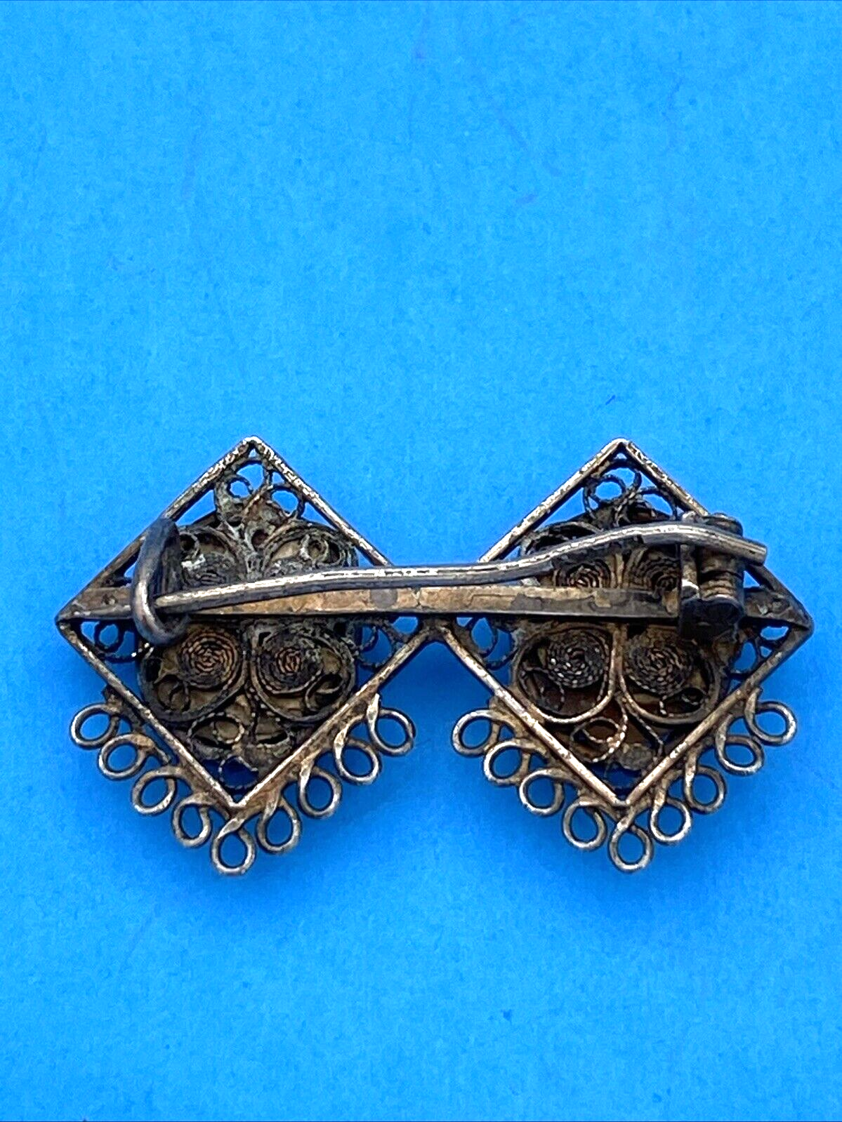 Unique Silver Filigree Antique Double Cameo Brooch/Pin Italy - Image 3