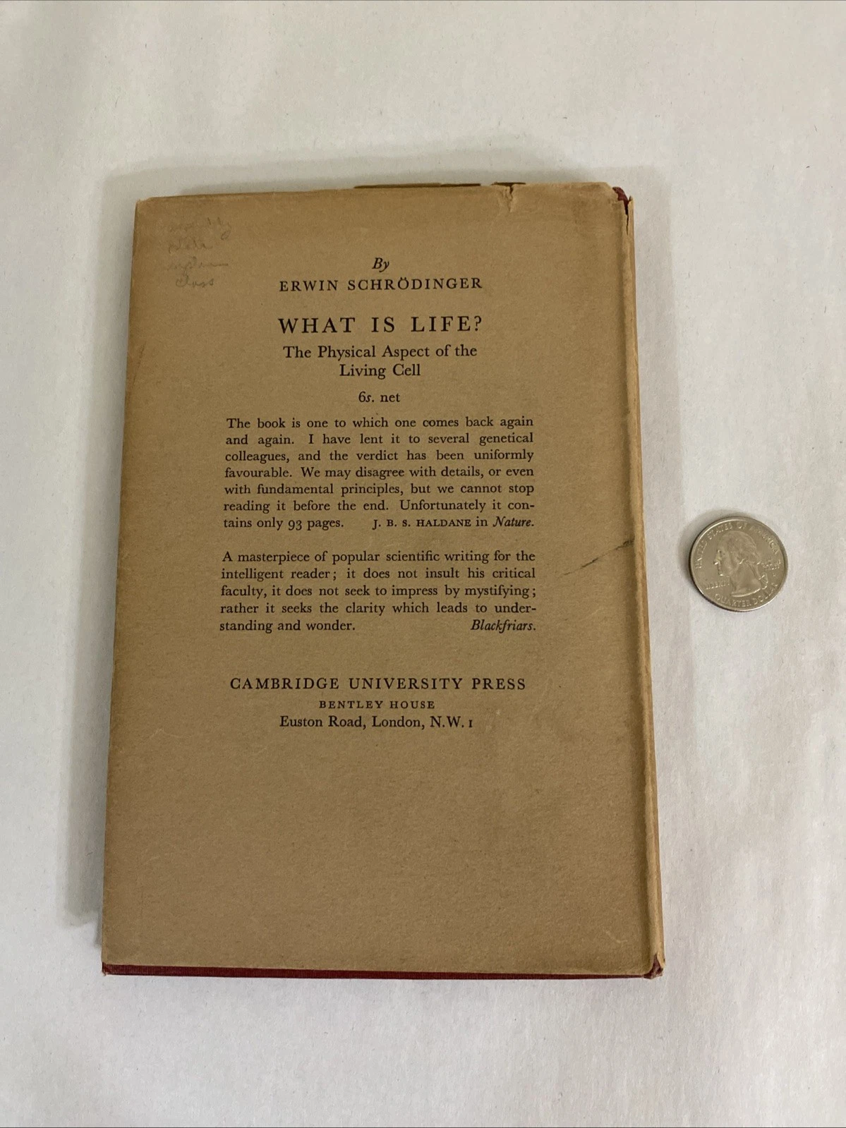 Schrödinger Statistical Thermodynamics 1948 CUP HC 1st Ed 1946 Reprint DJ Unclpd - Image 10