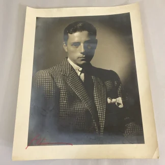 Vintage 1930s-40s Handsome Model Portrait Photo Signed F.L. Pink Ink 10.5x14
