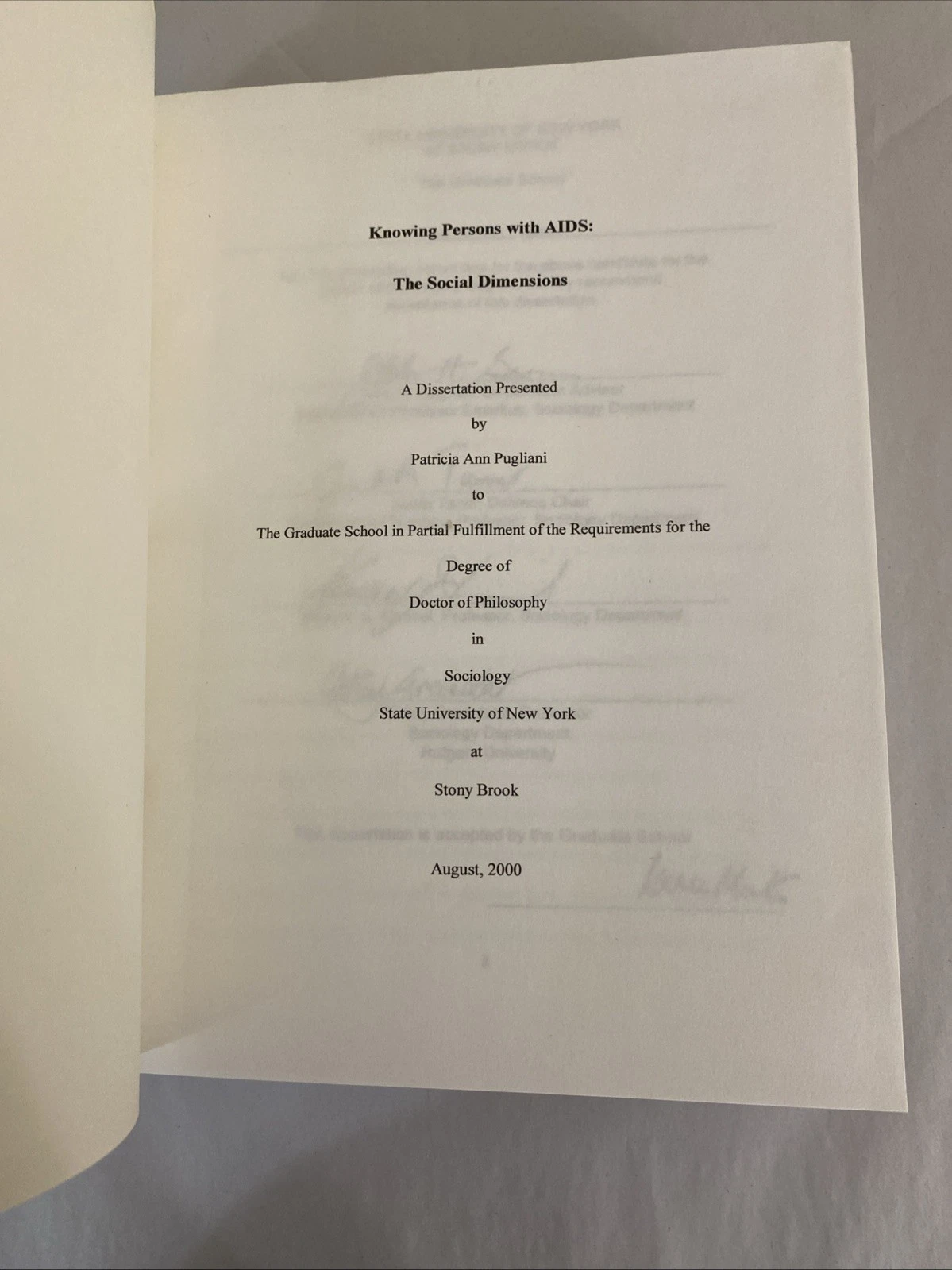Knowing Persons With AIDS Social Dimensions Pugliani 2000 PhD Diss HC 298p 9x11+ - Image 6