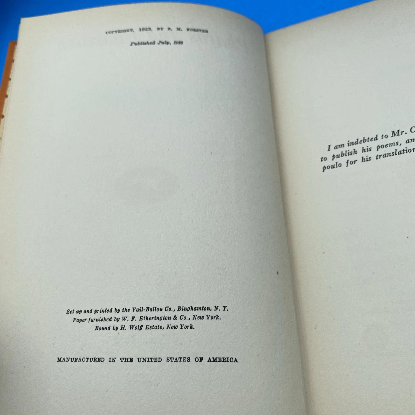 1923 E.M. Forster Pharos and Pharillon 1st American Edition Knopf HC - Image 8
