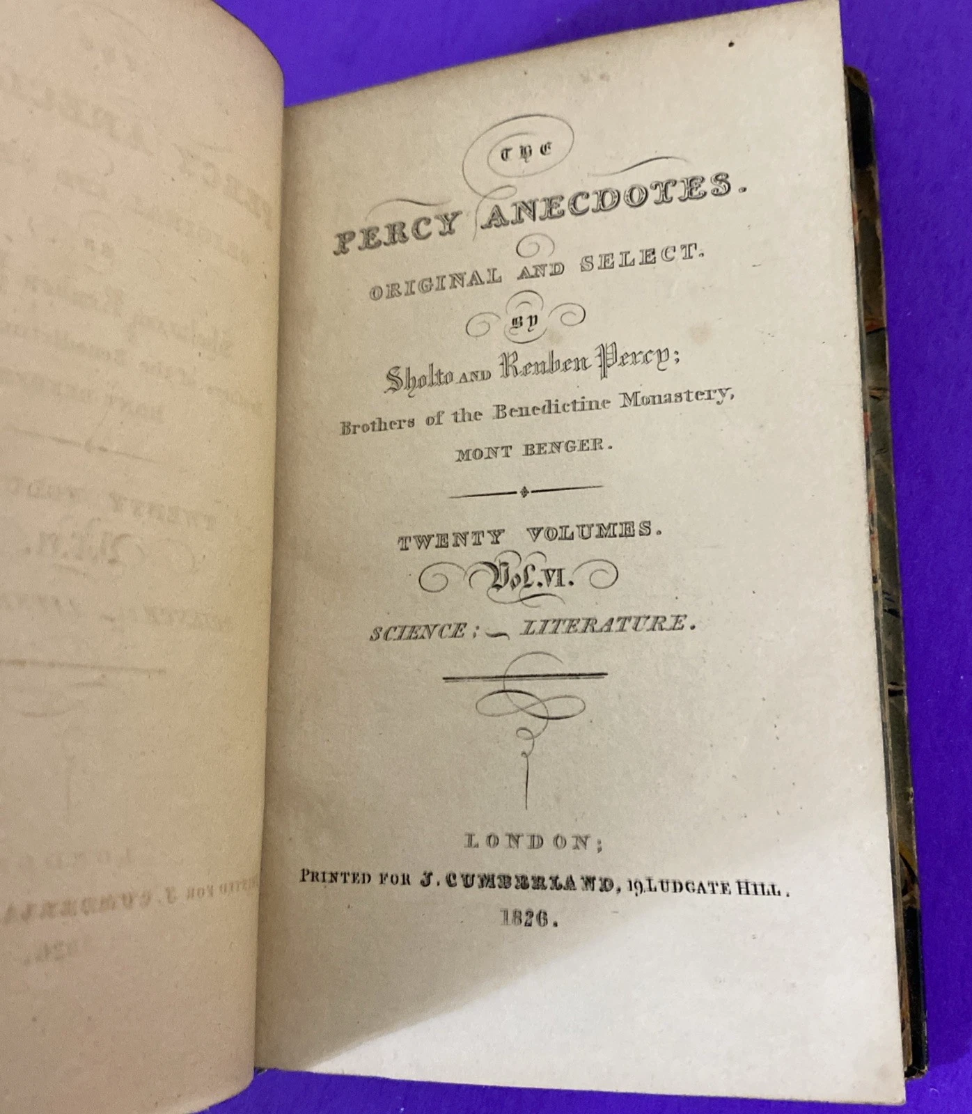 1826 Percy Anecdotes Vol VI Science Literature Banks Nichols Leather Book - Image 5