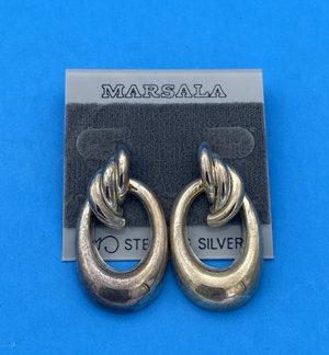 Vintage Marsala Sterling Silver Modernist Oval Post Earrings