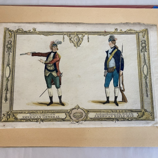 1783 Hand-Colored Engraving of American General & Rifleman – Rare Variant