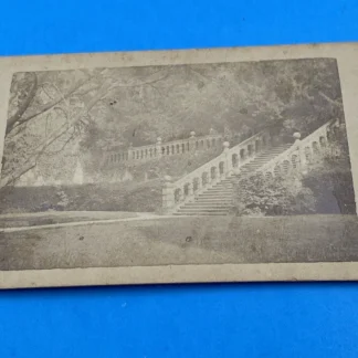 Haddon Hall Garden Stair Derbyshire CDV albumen view c1870s–80s, blank back