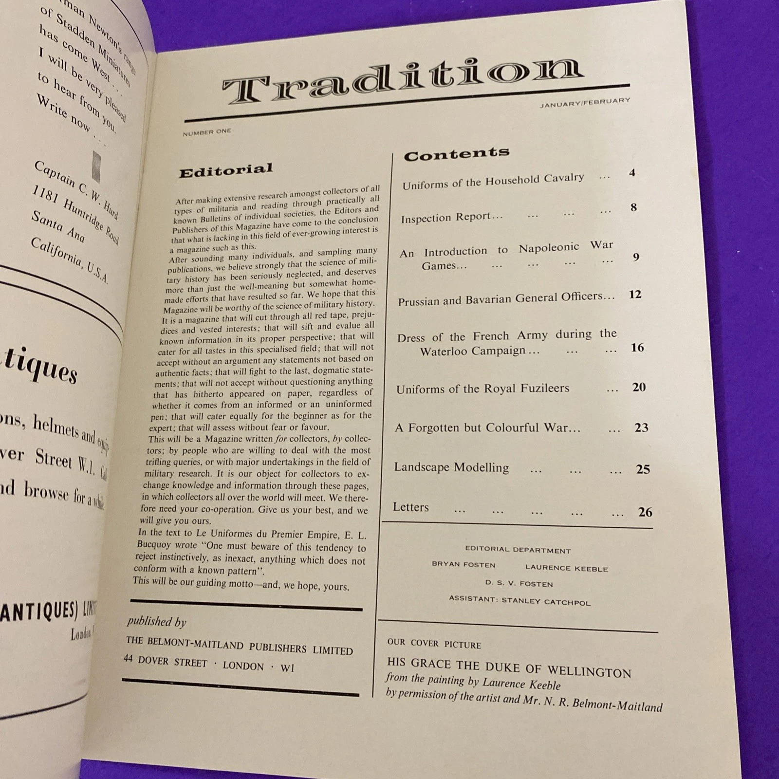Tradition Magazine #1 1964 Wellington Waterloo Napoleonic Wargaming Ephemera 1st - Image 4