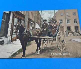 1910 Quebec Horse Carriage Postcard V&S w/ Franklin & Edward Stamps Canada