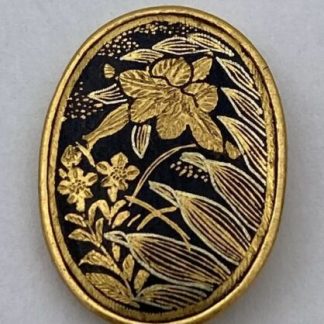 Damascene Style Stick Pin Head? Flowers - 14k Gold