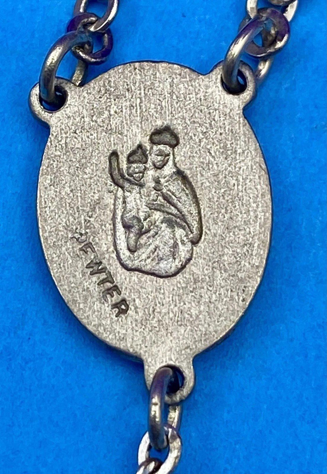 Vintage Beautiful Black Glass Petite Rosary, Jesus, Pewter, Christianity, 15” - Image 12