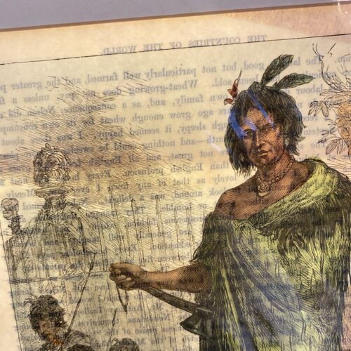 A Maori Chief (Untattooed) Antique Colored Engraving - Image 5