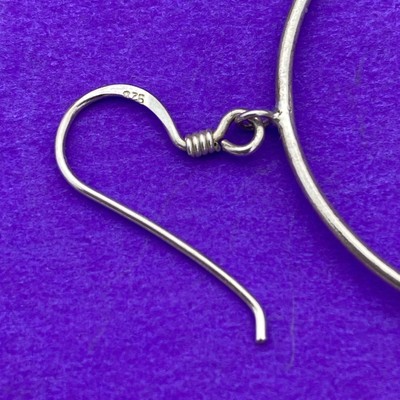 Vintage 925 Cat Hanging On Loop Dangle Sterling Silver Earrings - Image 3