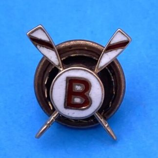 Antique ”B” - Red & White Rowing Club / School Screw Back Stick Pin Enamel 10k
