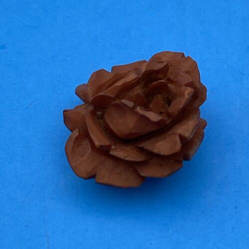 Vintage Art Deco Carved Dark Orange Butterscotch Bakelite Rose Brooch & Pendant - Image 4