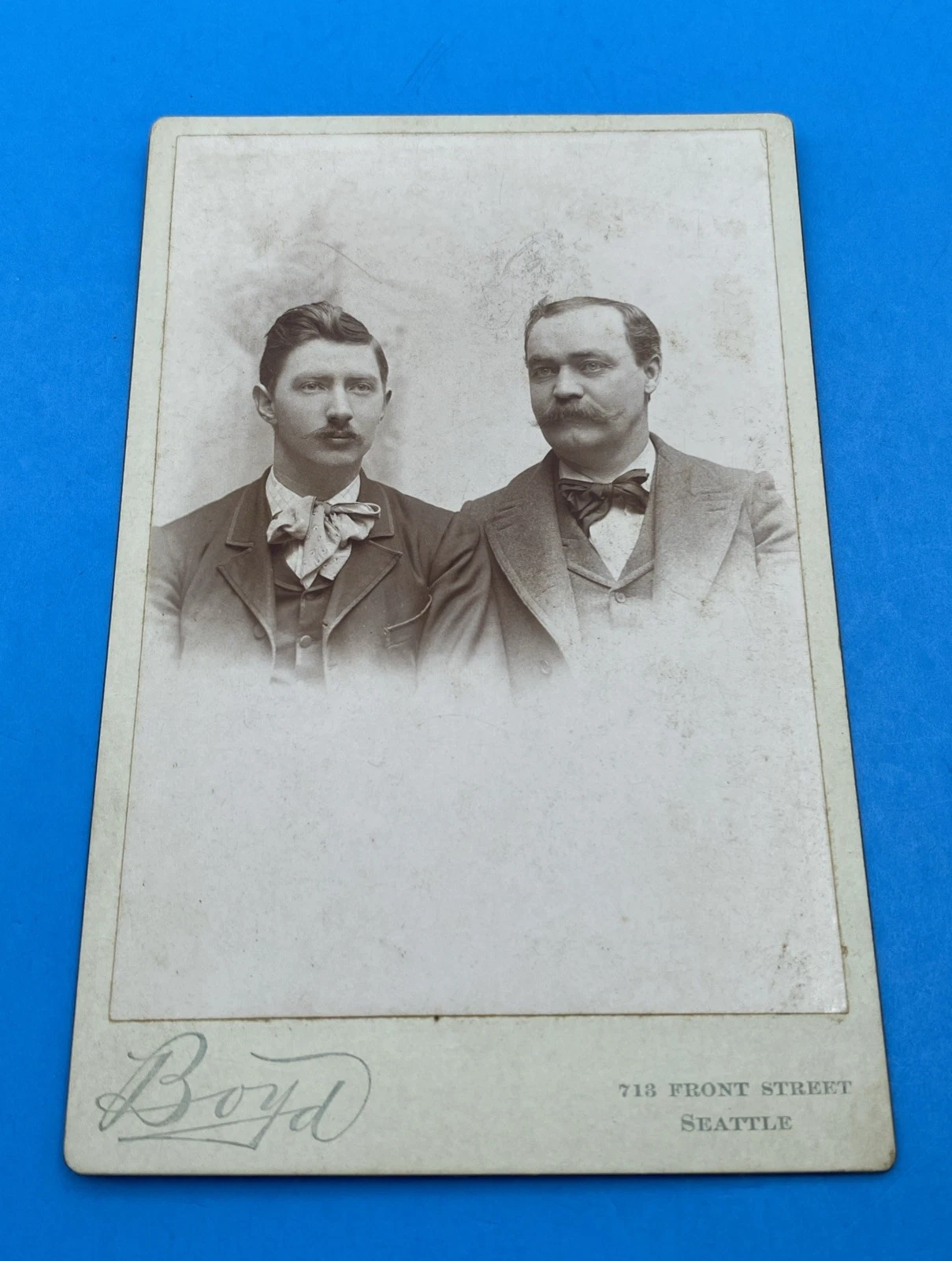 1890s Seattle Cabinet Card by Boyd, Front Street—Father & Son Portrait, Orig.