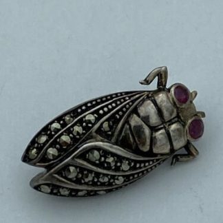 Vintage Beetle Pin Brooch Victorian Style 925 Sterling Silver