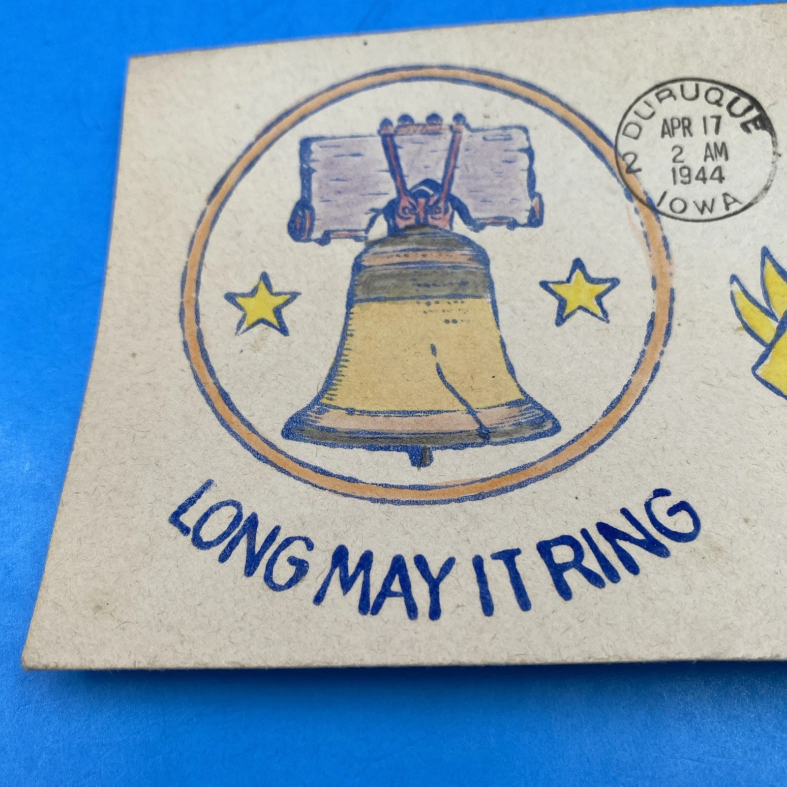 1944 WWII Hand-Painted Liberty Bell Cover Dubuque IA, 3¢ 'Win the War' - Image 2