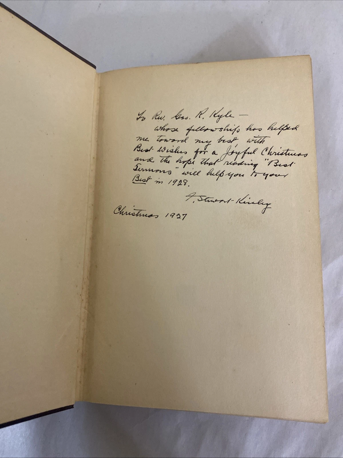 1927 Best Sermons Book Four Joseph Fort Newton Inscribed Harcourt Hardcover - Image 3