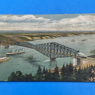 1927 Quebec Bridge postcard Novelty Mfg Montreal Oil Painting Series Canada used