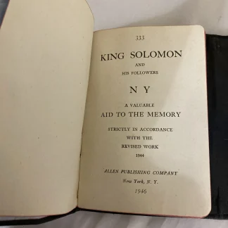 1946 King Solomon and His Followers NY Masonic Cipher Book Snap Flap Case