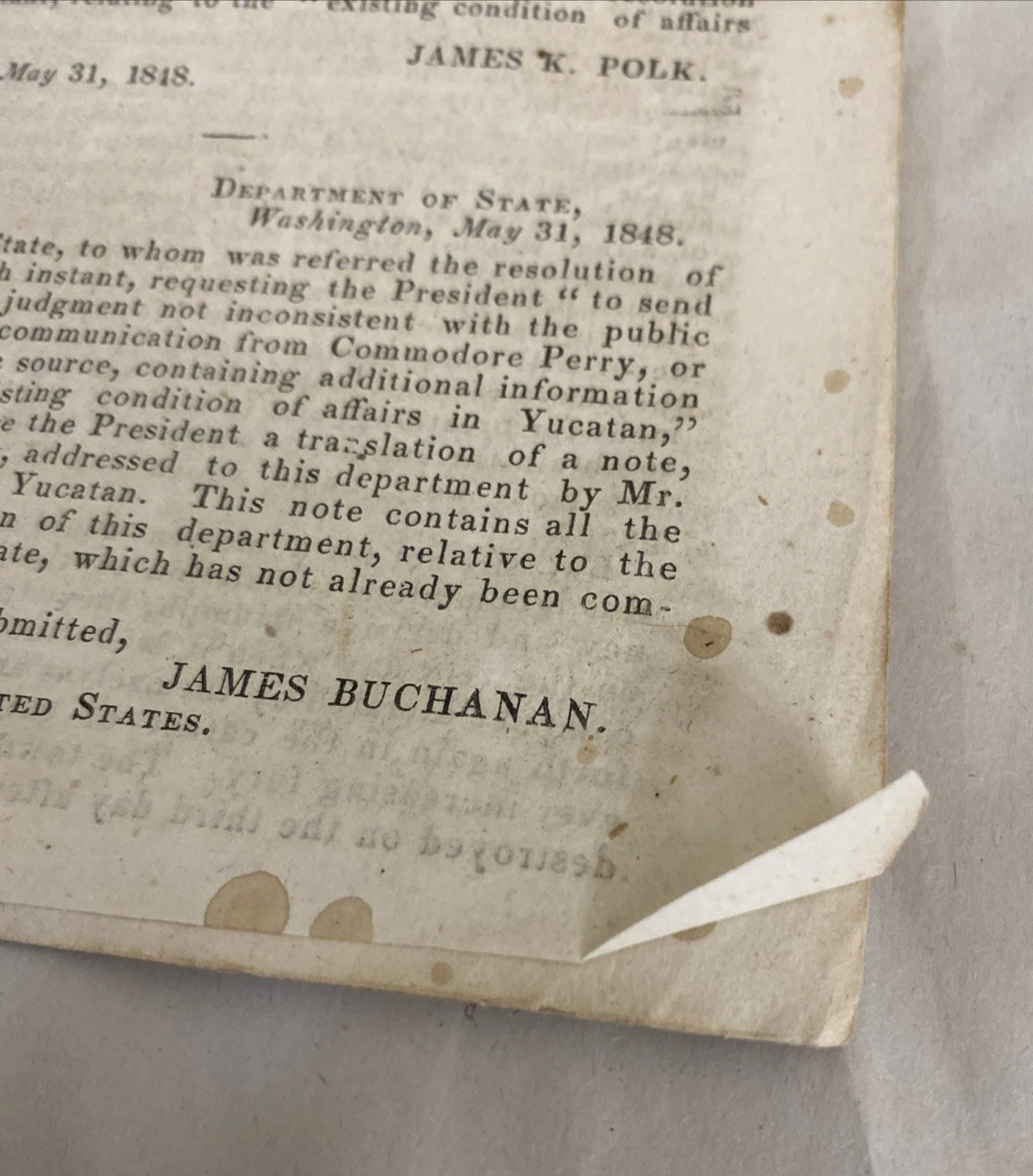 1848 Senate Doc Yucatan James K Polk Message 10pp Caste War Pamphlet - Image 2
