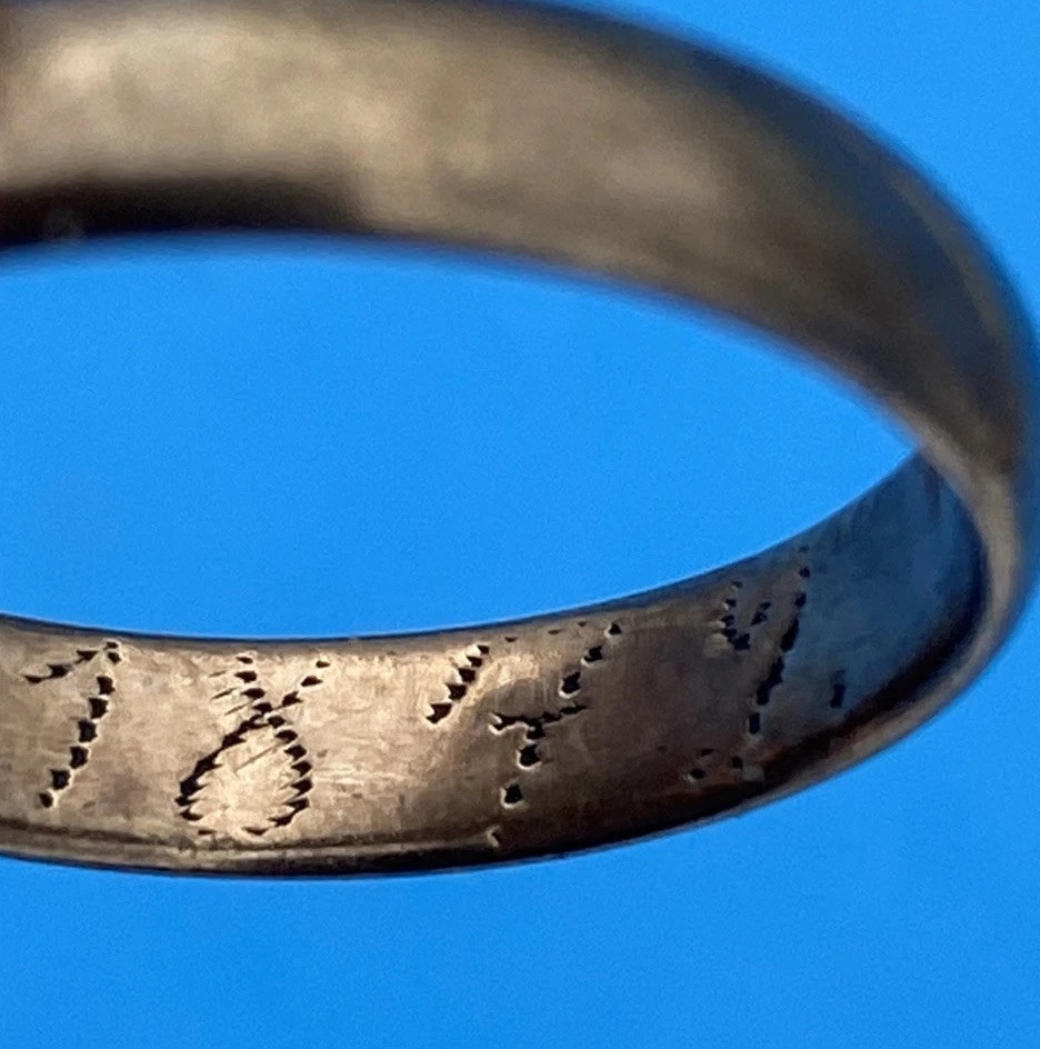 14K Gold Victorian Antique Band Engraved 1879 Initialed K.M. - Image 7