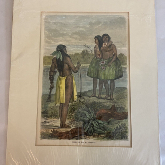 1860 Hand-Colored Wood Engraving: American Indians Along the Rio Colorado