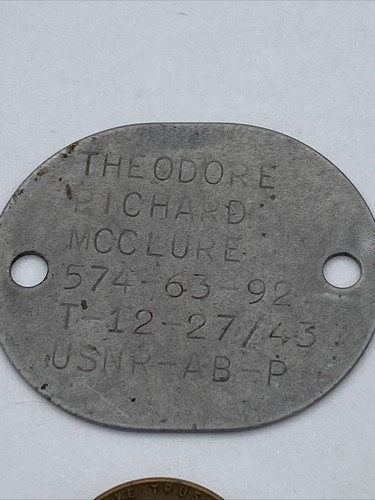 WWII 1943 Navy Naval Dog Tag T-12-27/43 USNR-AB-P - Image 3