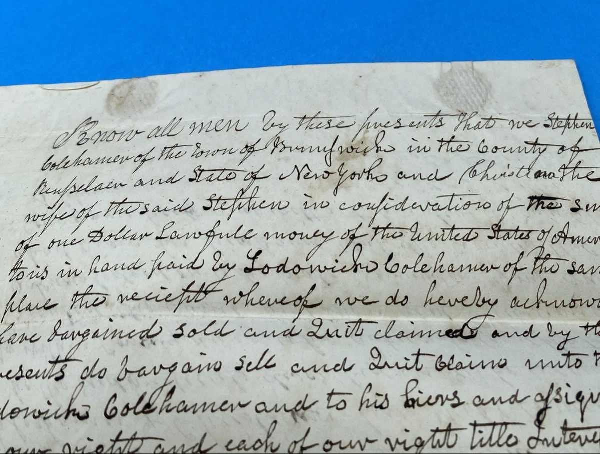 1848 Dutchess County NY Quitclaim Land Deed Stephen Christina Lodowick Colehamer - Image 2