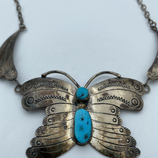 Navajo Boyd Ashley Butterfly Sterling Silver Turquoise Necklace & Earrings