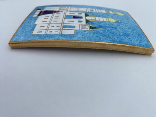 Vintage Russian Gzhel Enamel Souvenir Plaquette- Blue & White - Image 9