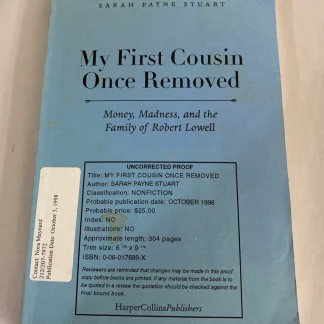 Uncorrected Proof ARC My First Cousin Once Removed Sarah Payne Stuart 1998 1stEd