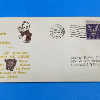 1944 WWII Patriotic Cover 'A Salute to Hirohito' Kosko, Win the War 3¢ Cleveland
