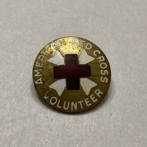 Vintage American Red Cross Volunteer Sterling Enamel Pin