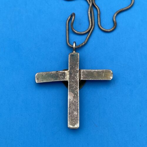 Modernist Silver Cross Heart Pendant Necklace - Image 6