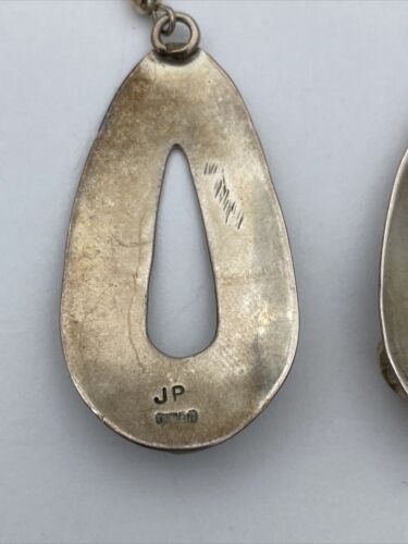 JP Native American Sterling Silver Signed Multi Stone Earrings - Image 4