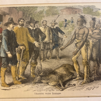 Trading with Indians - Hand Colored Engraving - Selmar Hess - 1882
