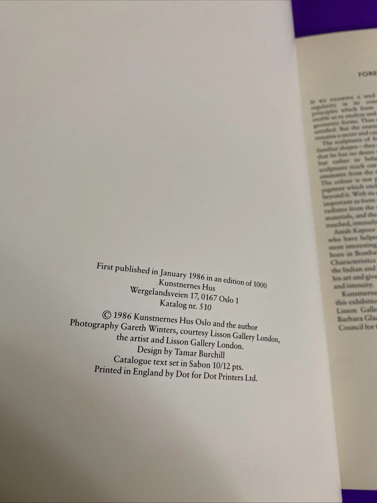 Anish Kapoor 1986 Kunstnernes Hus Oslo Exhibition Catalog Edition of 1000 Scarce - Image 4